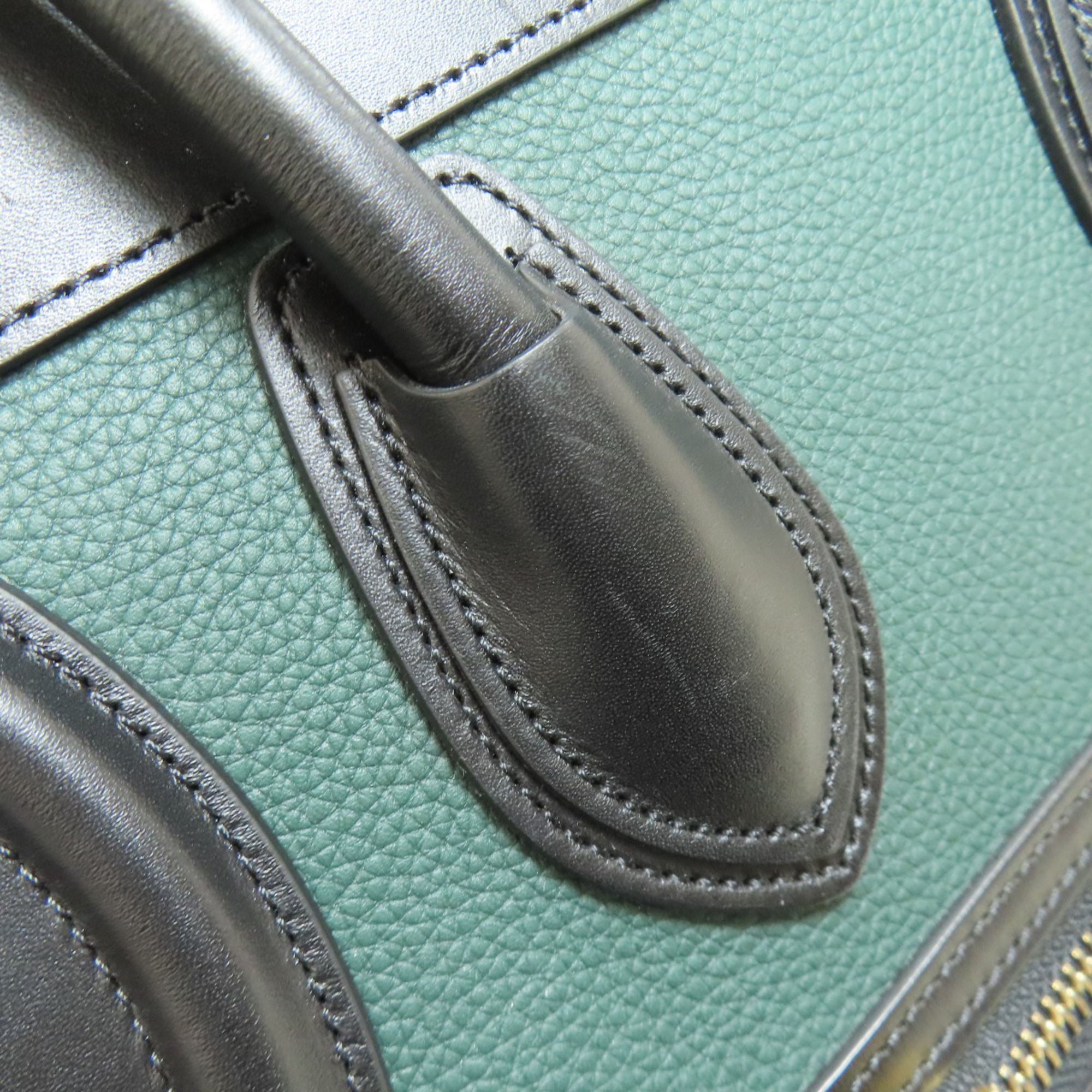 Celine Black Green Leather Handbag (Pre-Owned)
