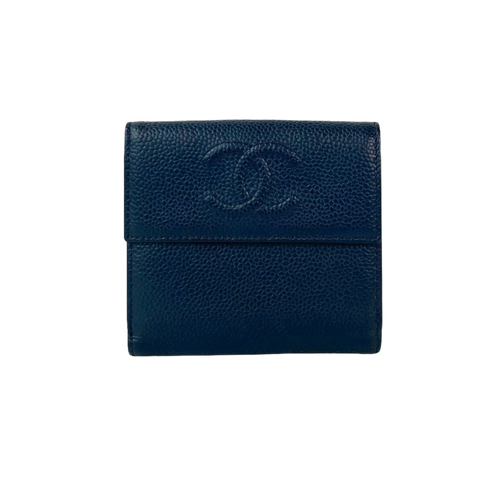 Chanel Navy Grained Calfskin Wallet (Bi-Fold) (Pre-Owned)