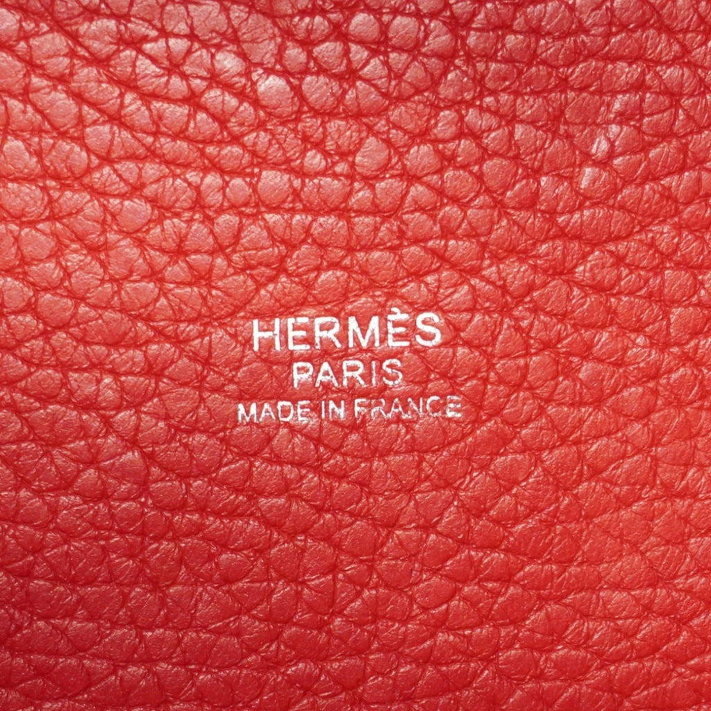 Hermes Rouge Casaque Taurillon Clemence Leather Handbag (Pre-Owned)