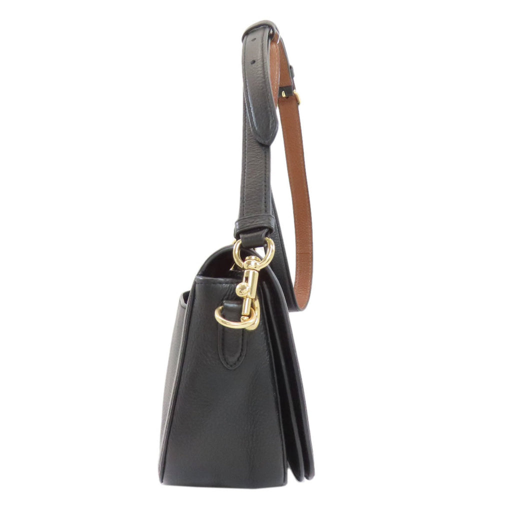 Coach Black Leather Saddle Bag Shoulder Bag (Pre-Owned)