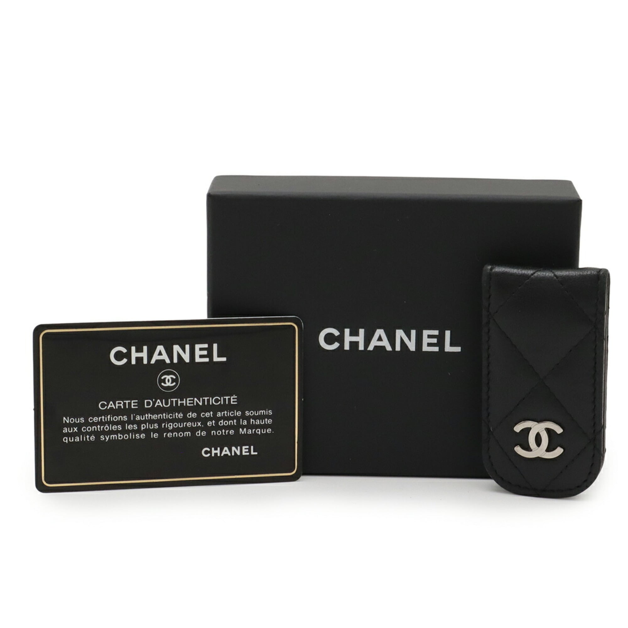 Chanel Matelasse Black Leather Money Clip (Pre-Owned)