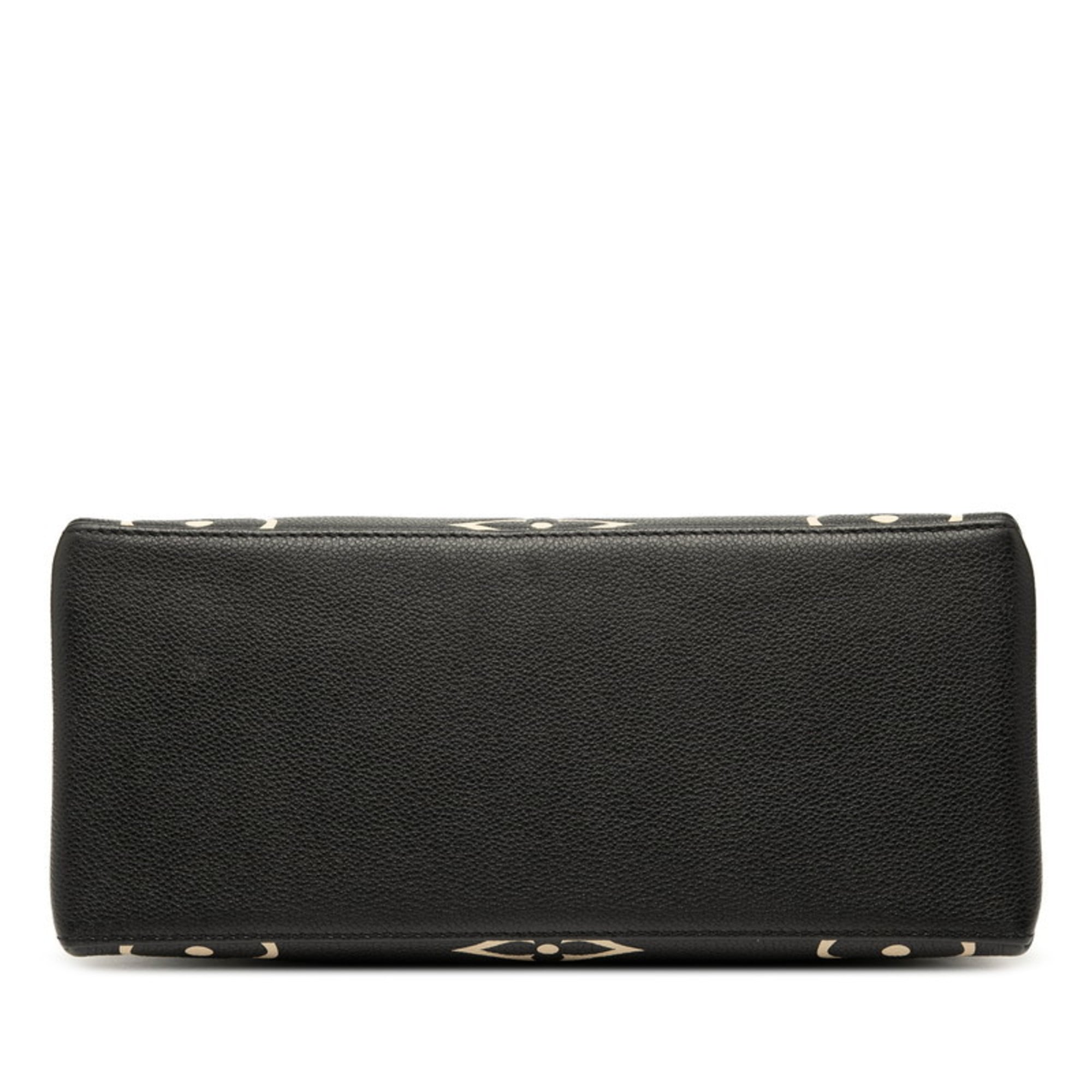 Louis Vuitton Beige Black Leather Handbag (Pre-Owned)