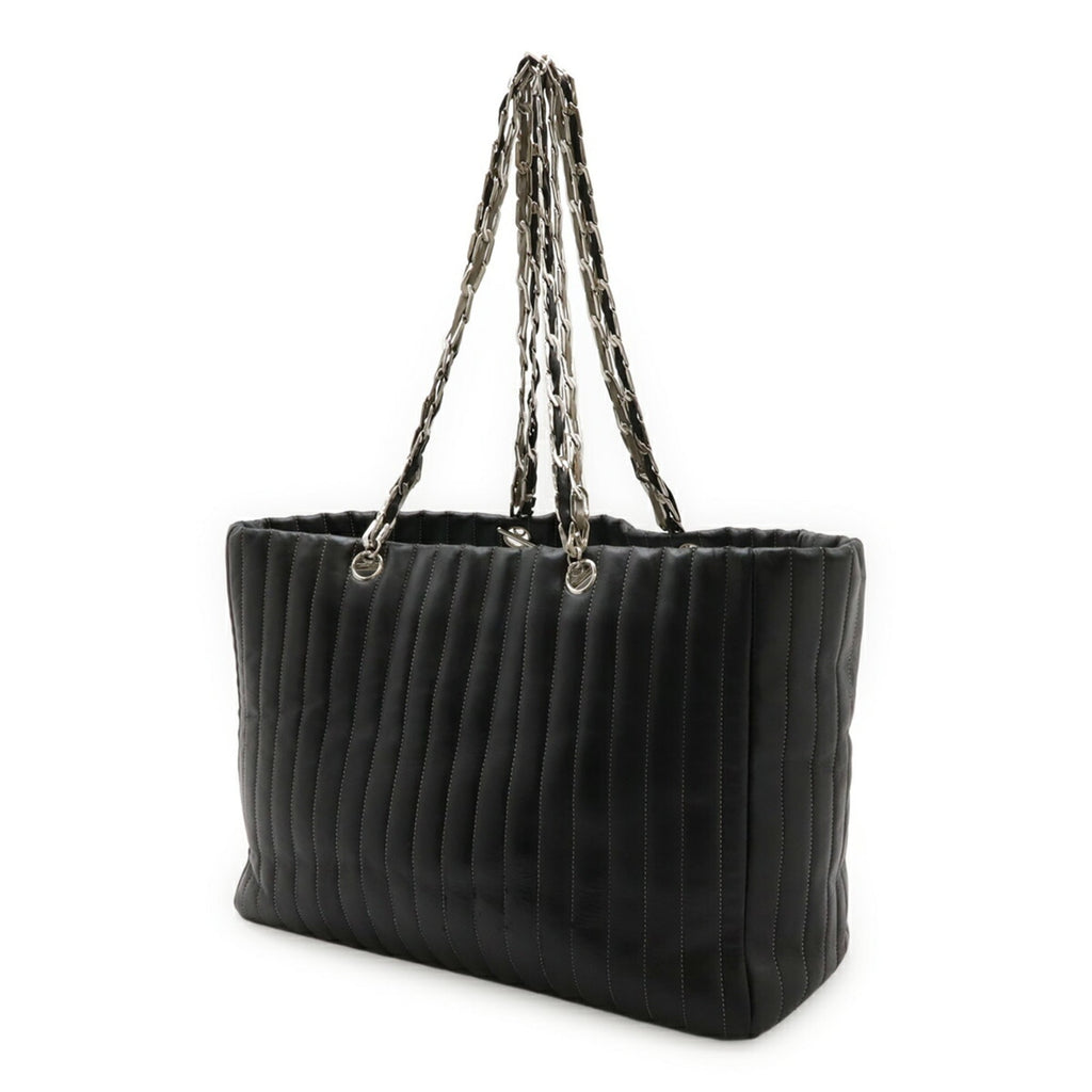 Chanel Mademoiselle Black Leather Shoulder Bag Tote Bag (Pre-Owned)