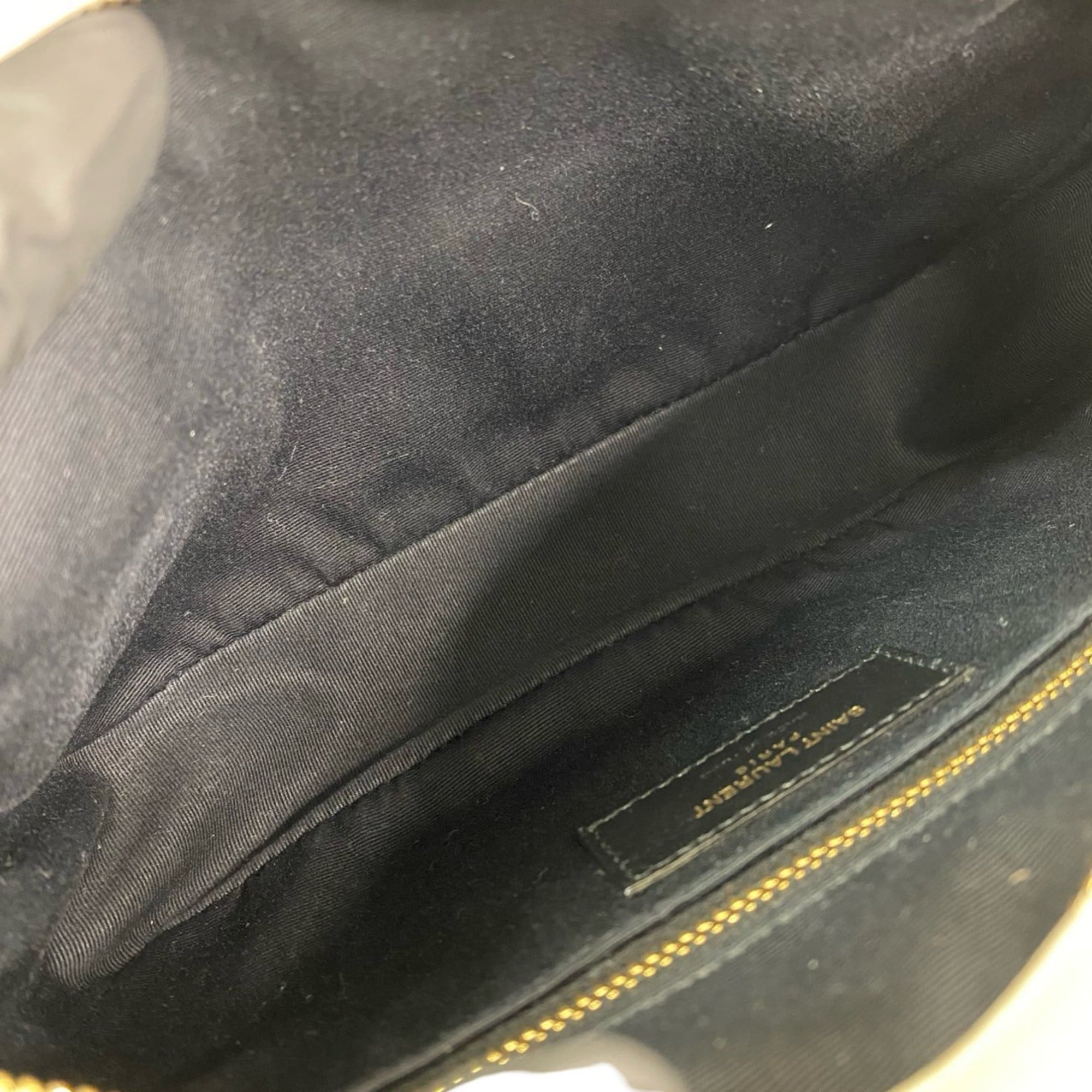 Yves Saint Laurent Gray Leather Pochette Shoulder Bag (Pre-Owned)