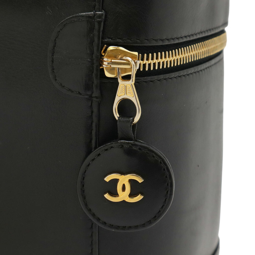Chanel Black Leather Handbag Pouch Vanity Bag (Pre-Owned)