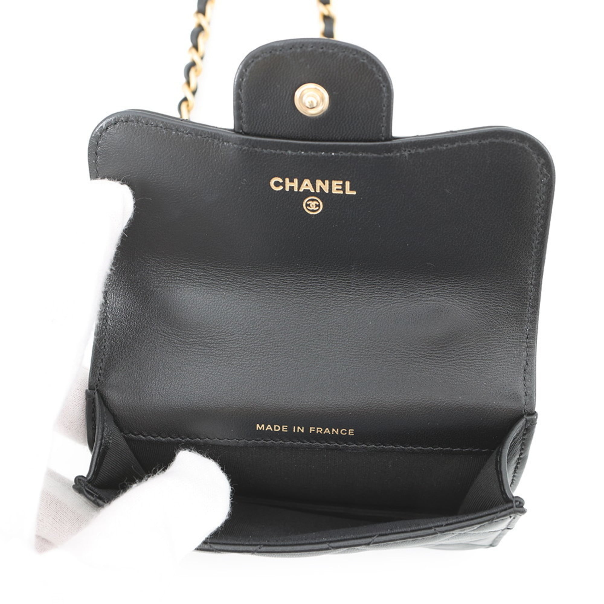 Chanel Matelasse Black Leather Chain/Shoulder Wallet (Pre-Owned)