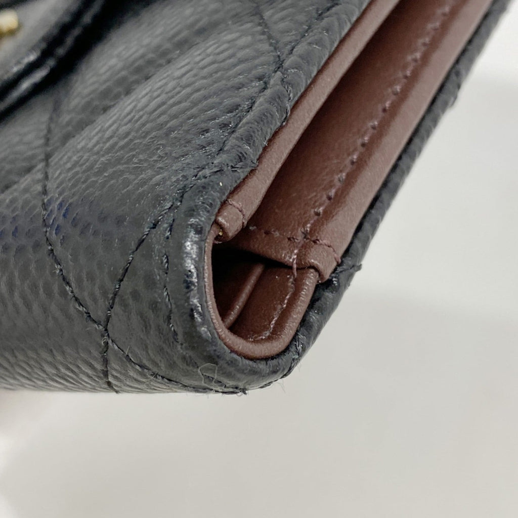 Chanel Black Grained Calfskin Wallet (Tri-Fold) (Pre-Owned)