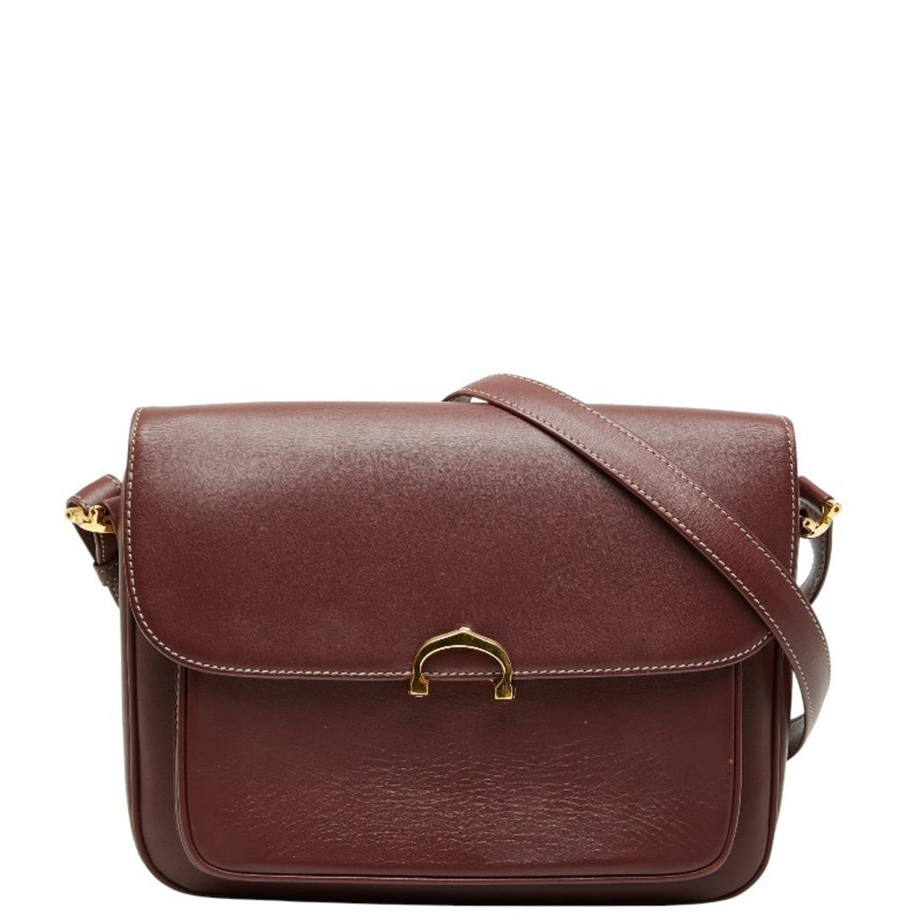 Cartier Bordeaux Wine Red Leather Shoulder Bag (Pre-Owned)