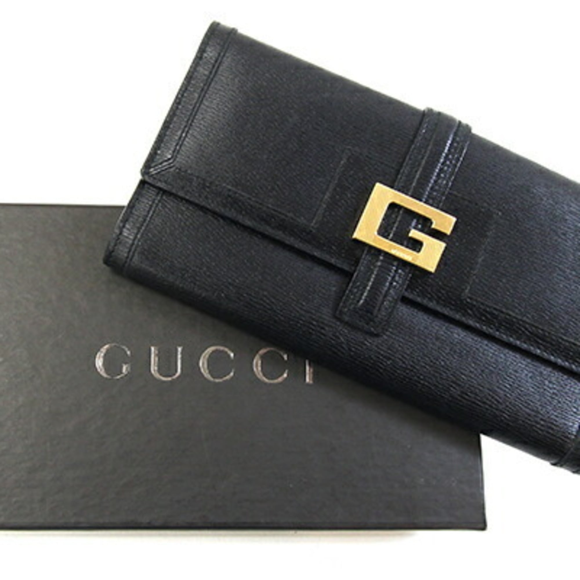 Gucci Black Leather Long Wallet (Bi-Fold) (Pre-Owned)
