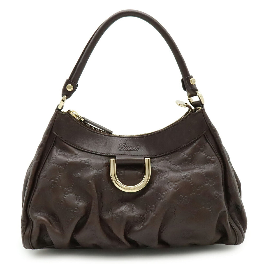 Gucci Abbey Dark Brown Gg Leather Shoulder Bag (Pre-Owned)