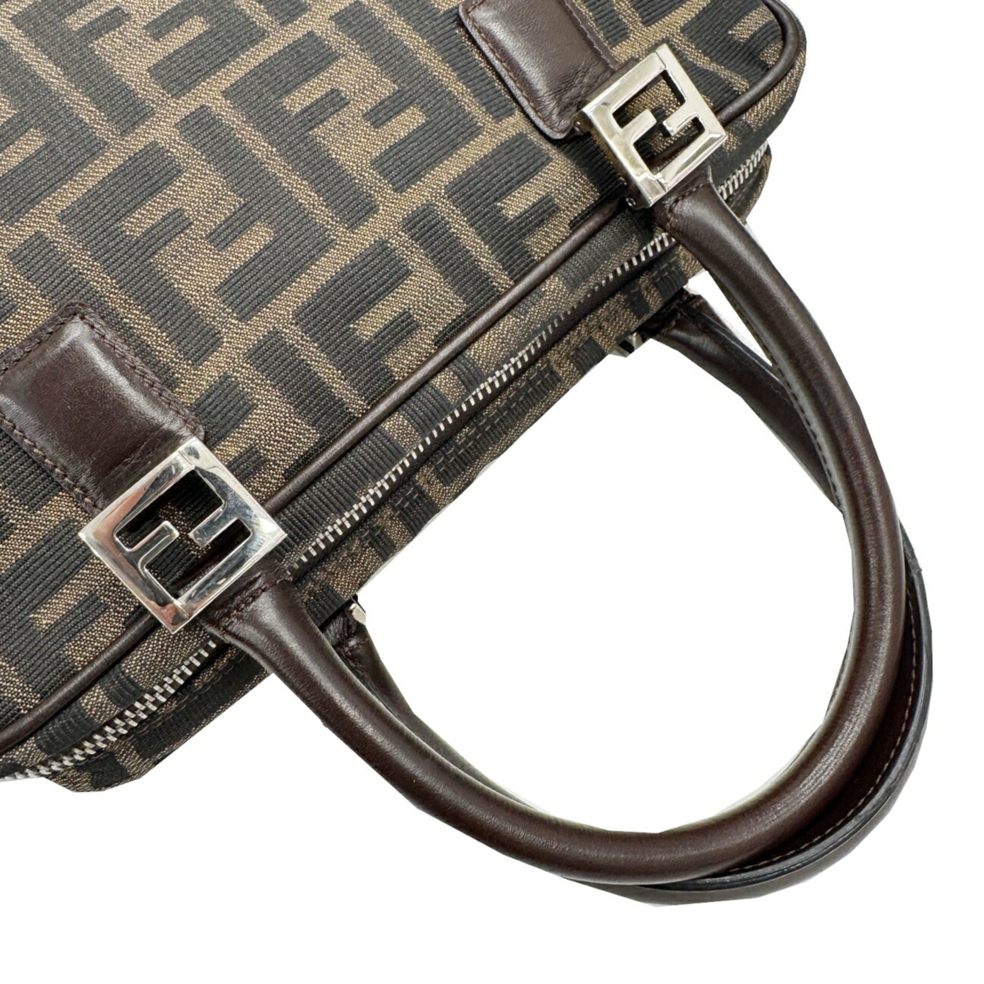 Fendi Brown Canvas Leather Handbag (Pre-Owned)