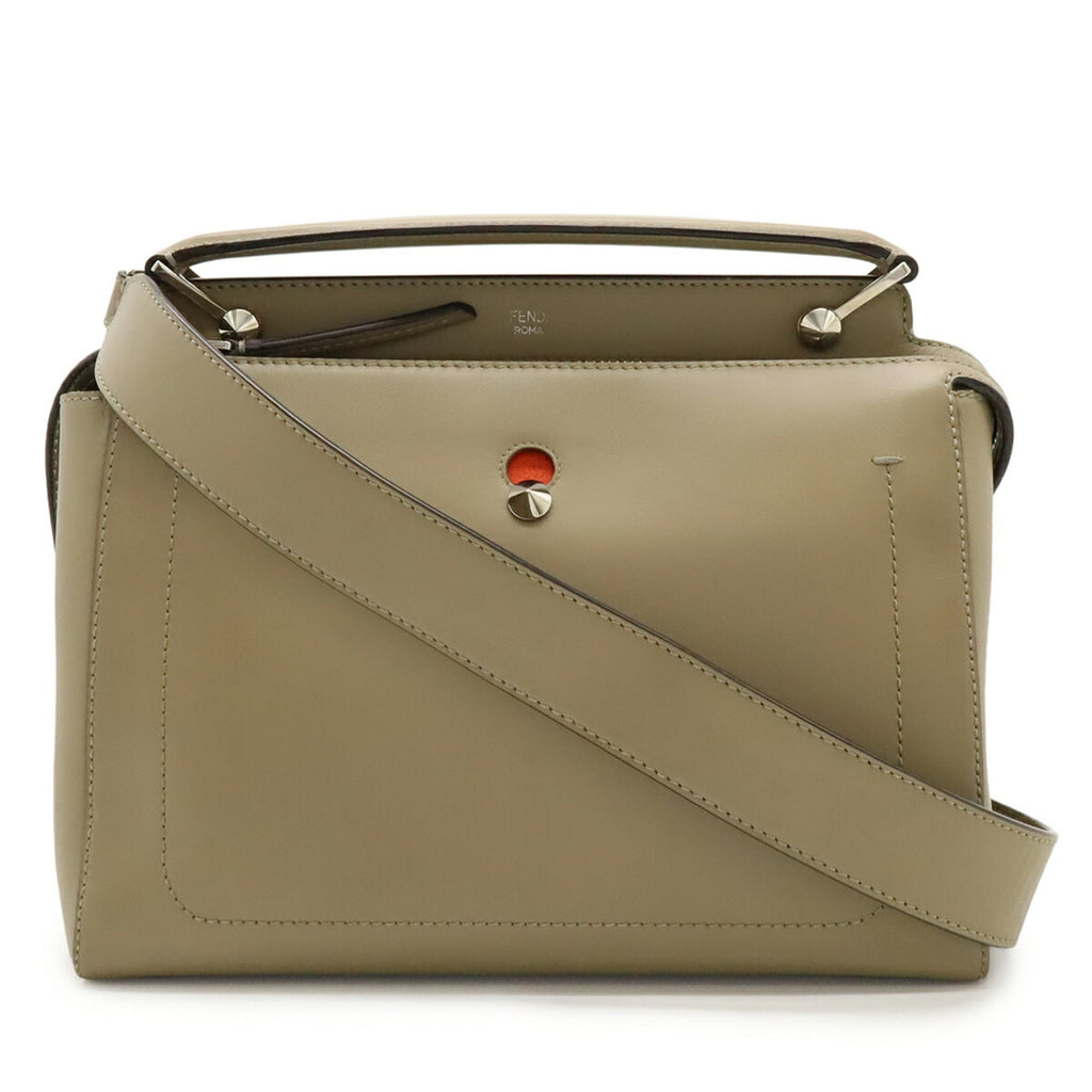 Fendi Dotcom Grayish Leather Handbag Shoulder Bag (Pre-Owned)