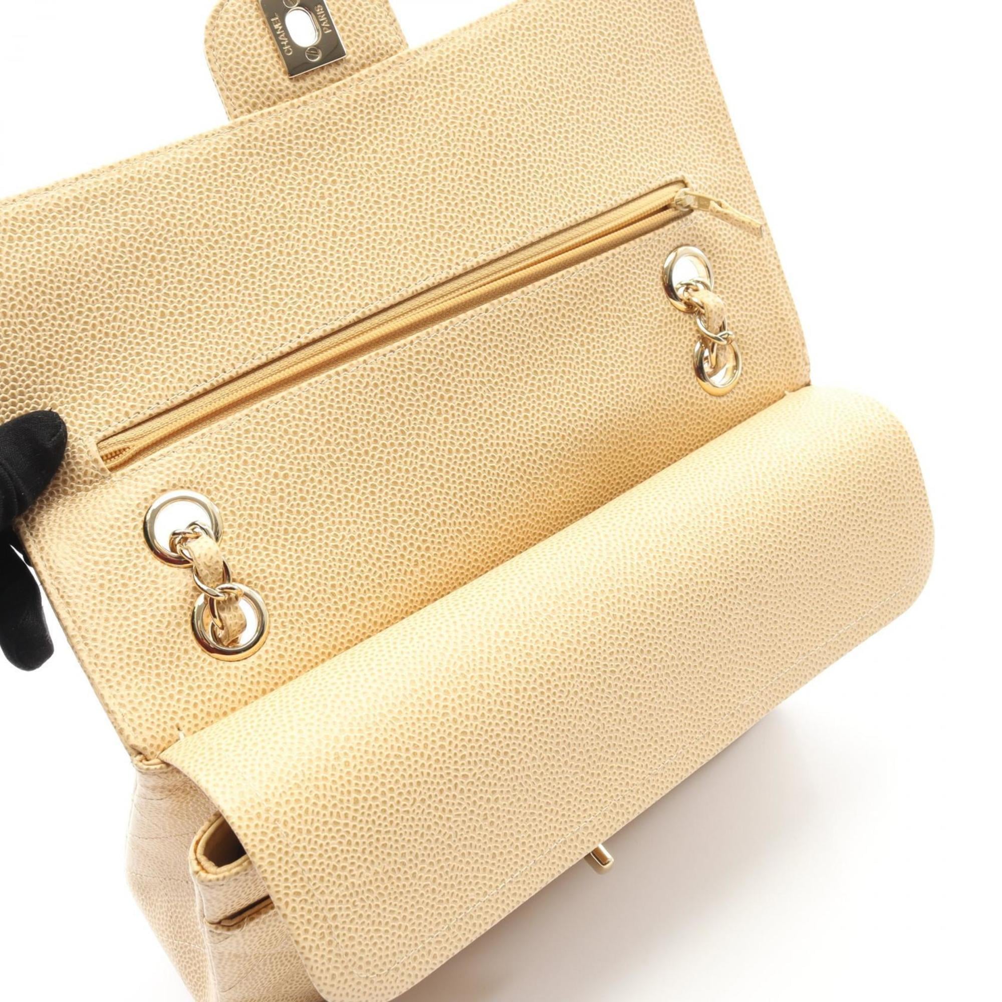 Chanel Beige Grained Calfskin Shoulder Bag (Pre-Owned)