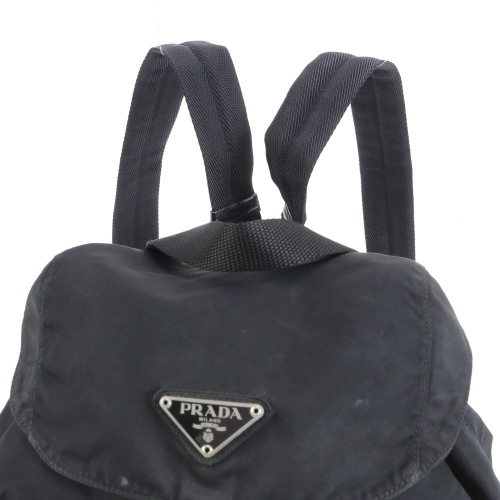 Prada Black Leather Nylon Backpack (Pre-Owned)