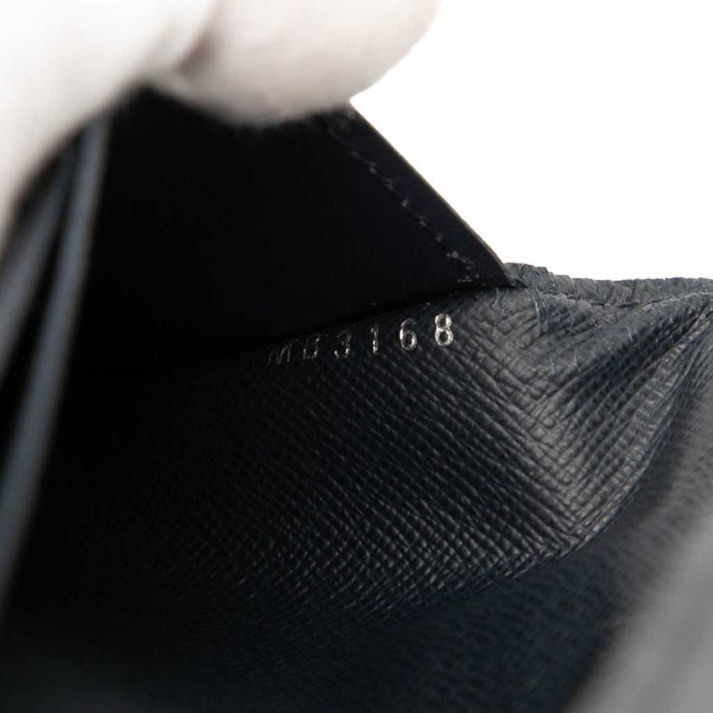 Louis Vuitton Navy Navy Blue Leather Long Wallet (Bi-Fold) (Pre-Owned)