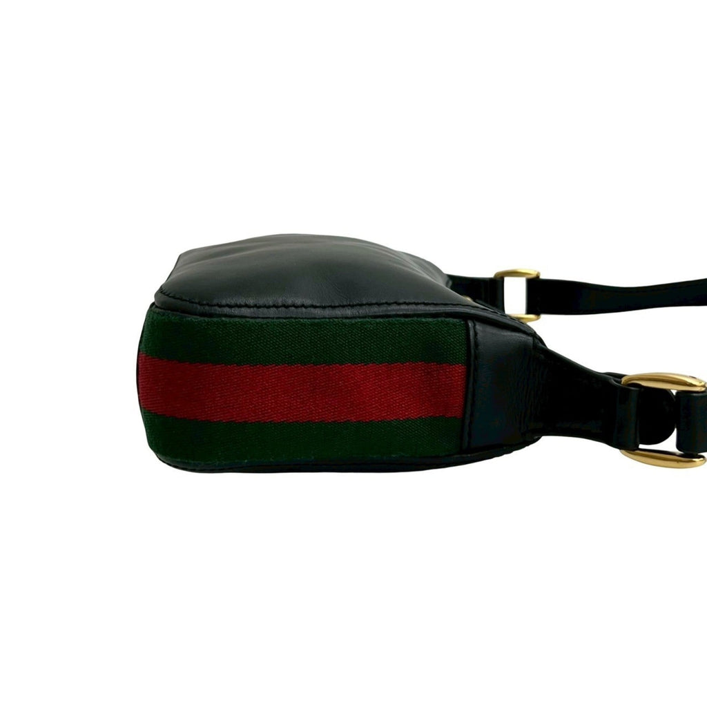 Gucci Black Green Red Color Leather Pochette Shoulder Bag (Pre-Owned)