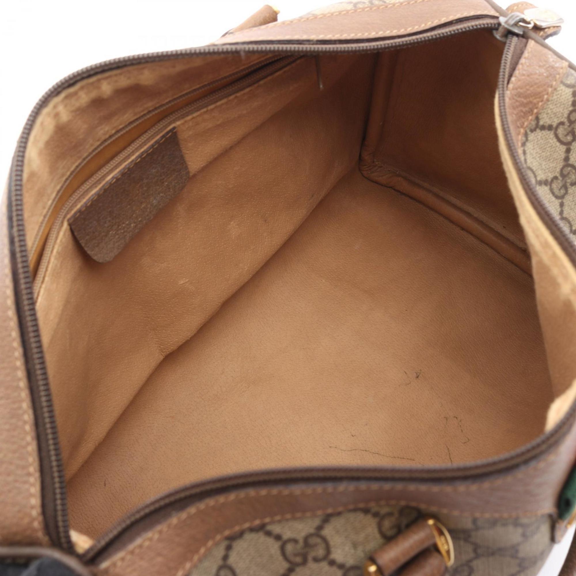 Gucci Beige Brown Pvc Coated Canvas Leather Handbag (Pre-Owned)