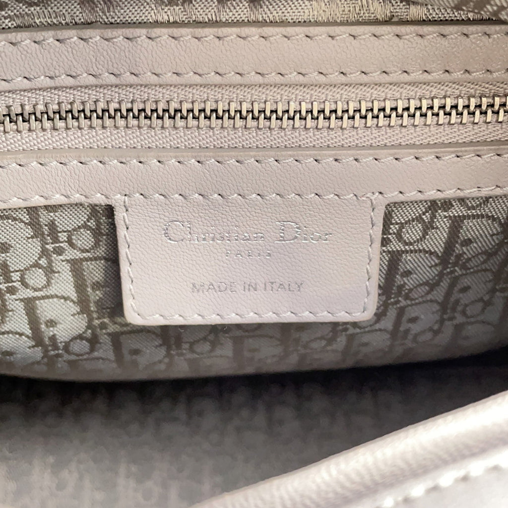 Christian Dior Lady Dior Gray Leather Handbag (Pre-Owned)