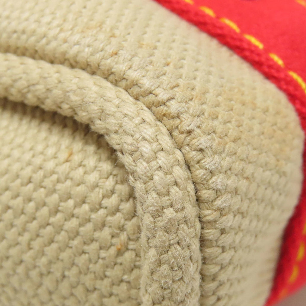 Louis Vuitton Beige Red Color Canvas Handbag (Pre-Owned)
