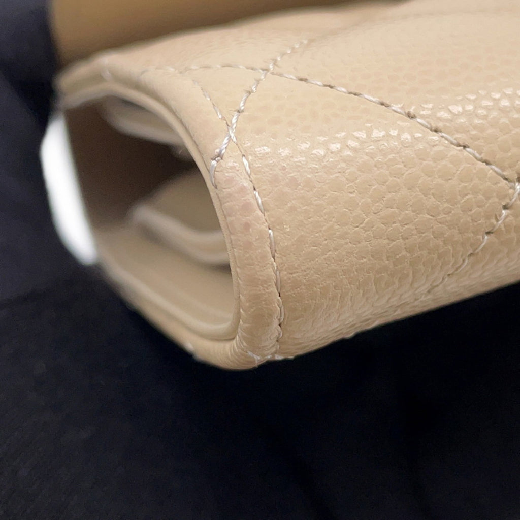 Chanel Matelasse Beige Grained Calfskin Wallet (Tri-Fold) (Pre-Owned)