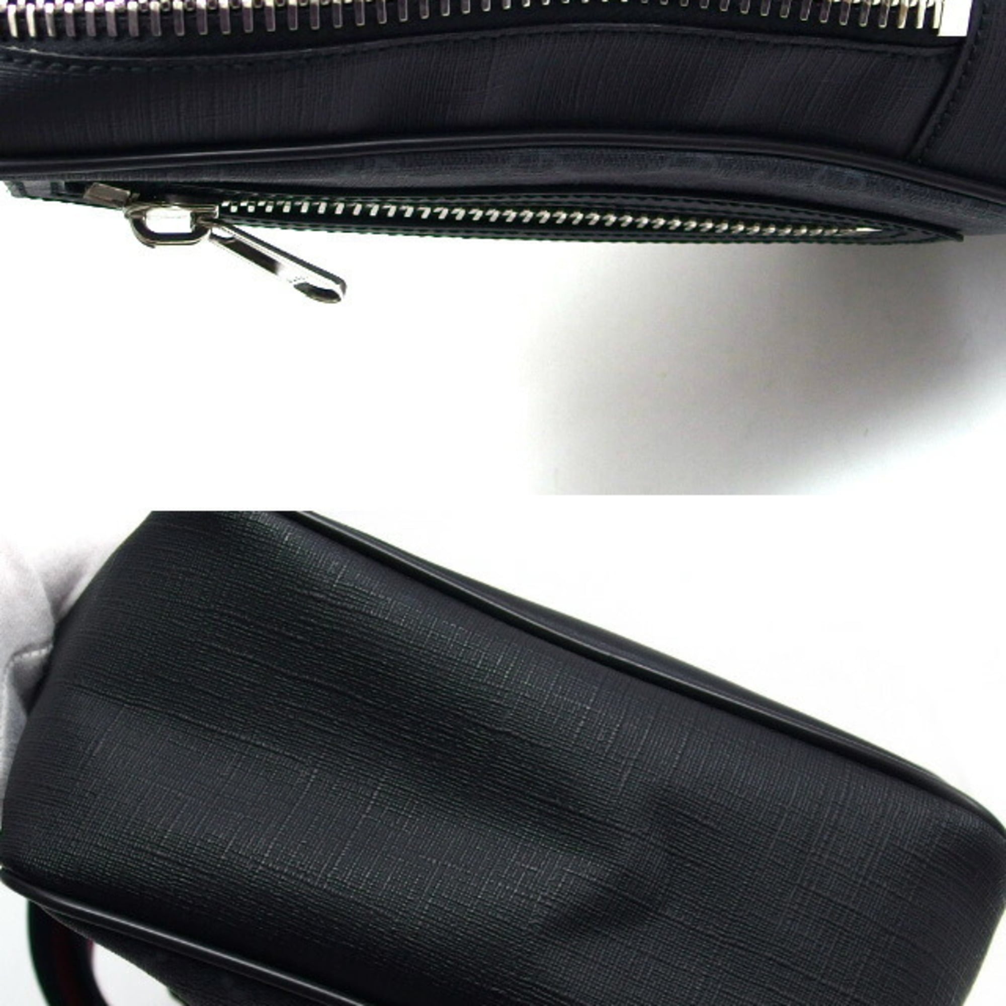 Gucci Black Navy Red Color Coated Canvas Leather Shoulder Bag Sling Bag (Pre-Owned)