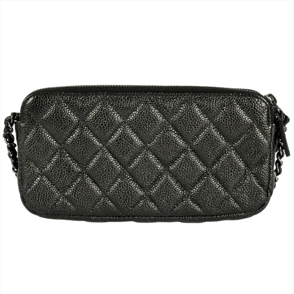 Chanel Matelasse Black Grained Calfskin Shoulder Bag (Pre-Owned)