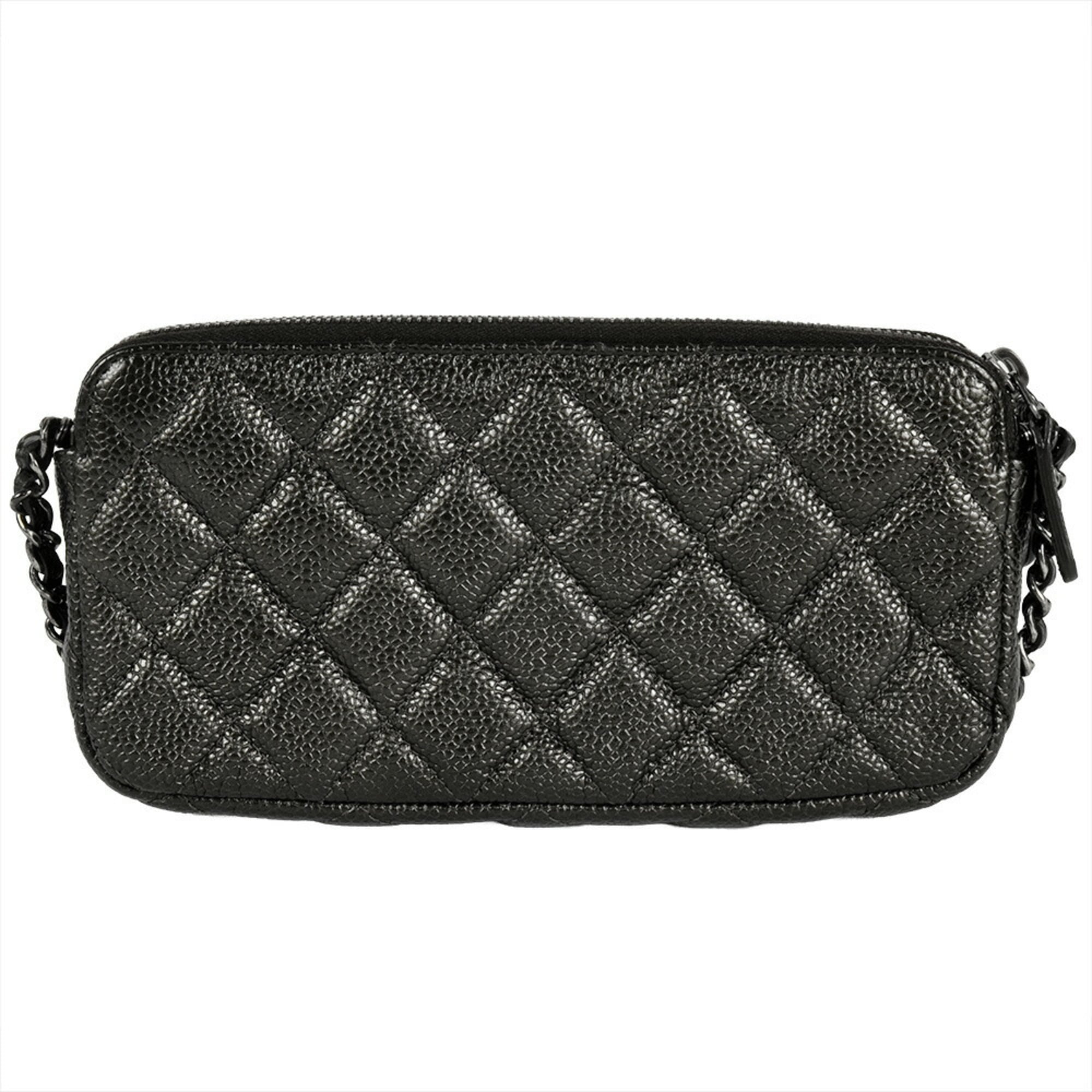 Chanel Matelasse Black Grained Calfskin Shoulder Bag (Pre-Owned)