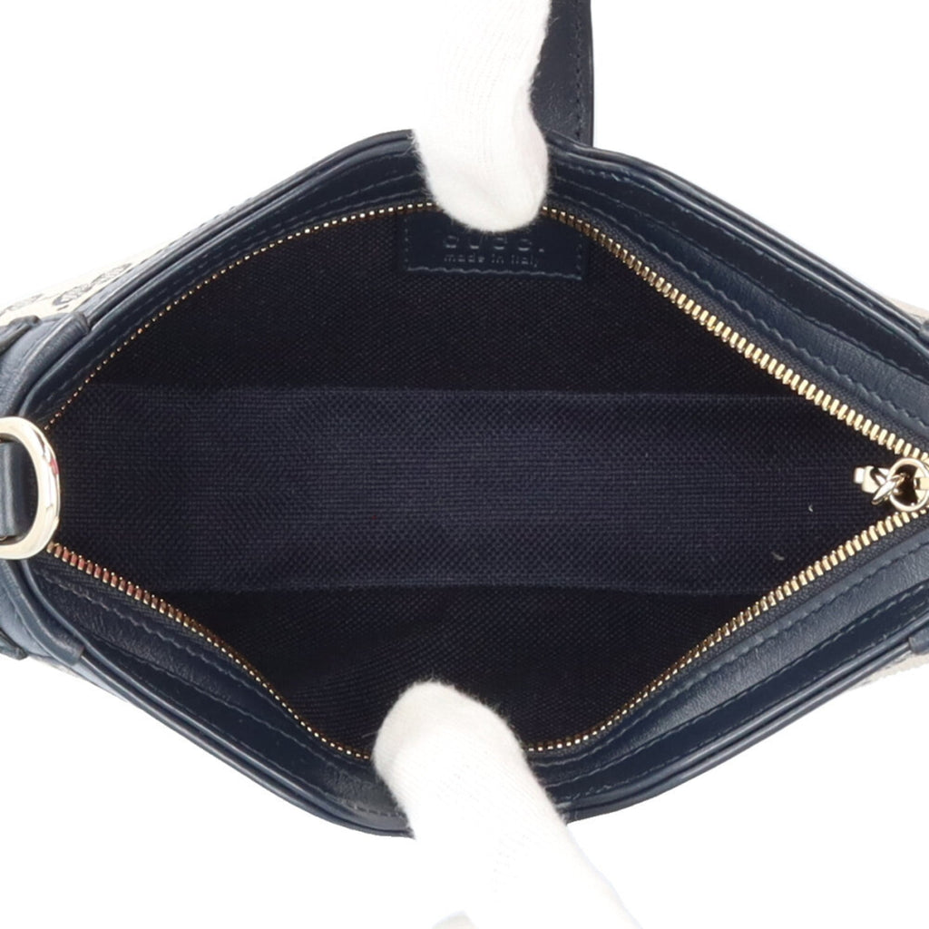 Gucci Beige Navy Gg Canvas Shoulder Bag (Pre-Owned)