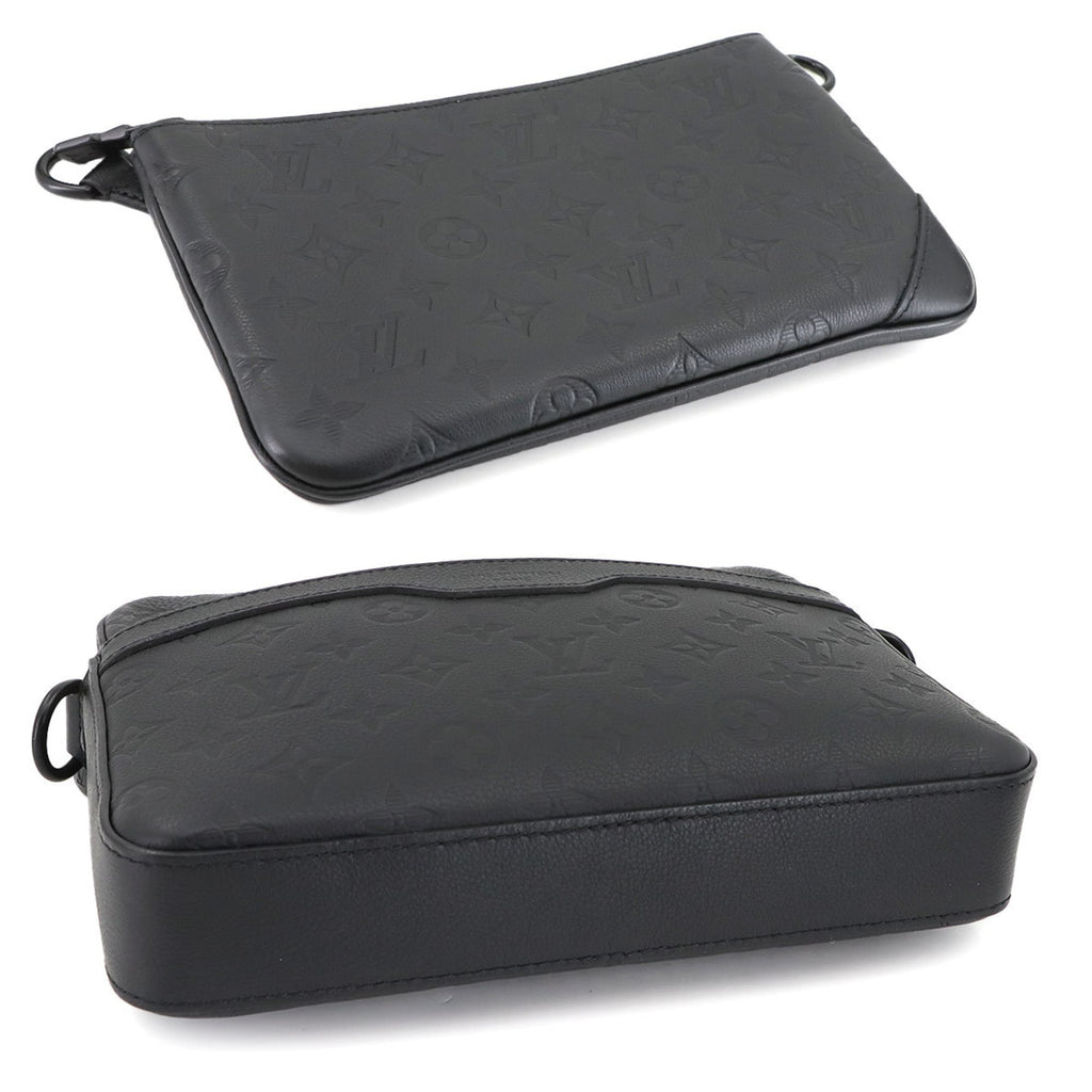Louis Vuitton Black Noir Monogram Shadow Messenger Bag Shoulder Bag (Pre-Owned)