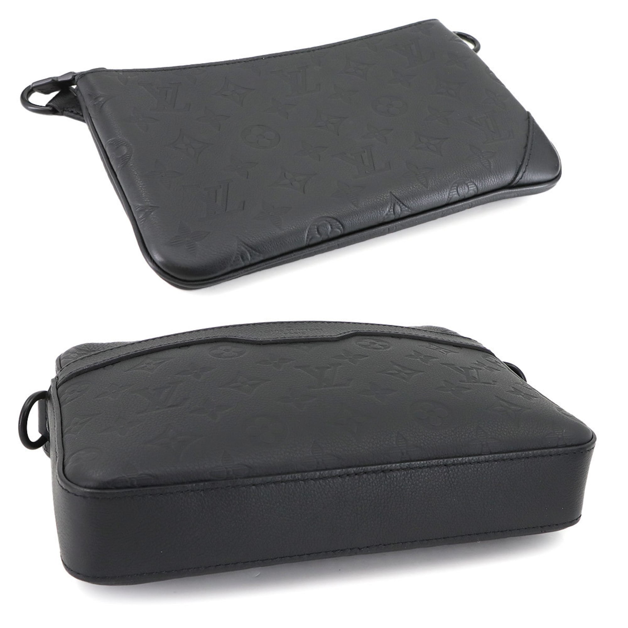 Louis Vuitton Black Noir Monogram Shadow Messenger Bag Shoulder Bag (Pre-Owned)