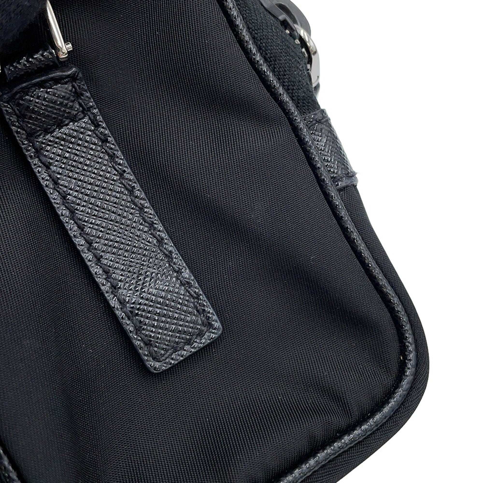 Prada Black Nylon Leather Shoulder Bag (Pre-Owned)