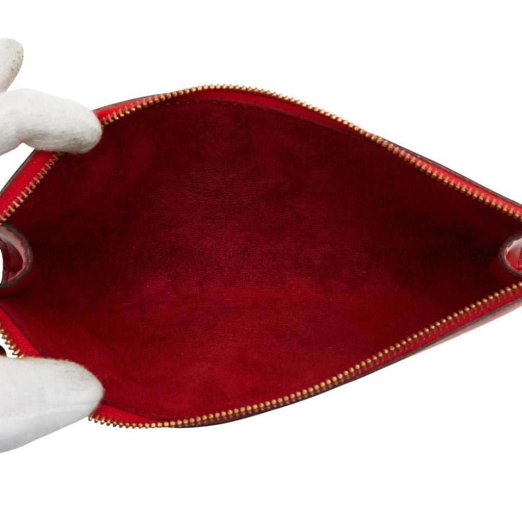 Louis Vuitton Castilian Red Leather Handbag Pochette Pouch (Pre-Owned)