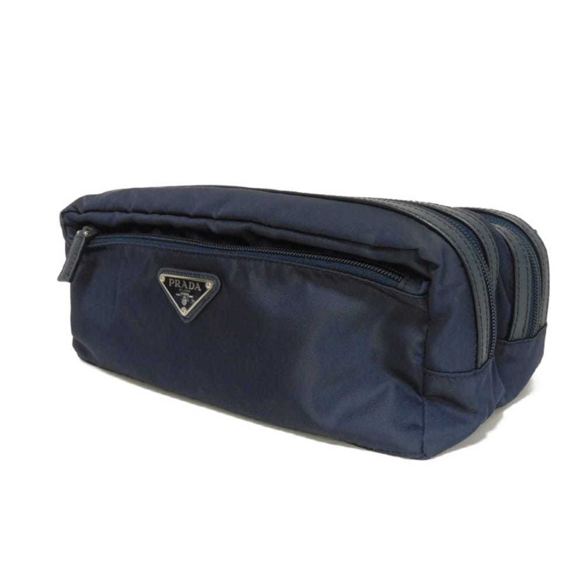 Prada Blue Nylon Clutch Bag Pouch (Pre-Owned)