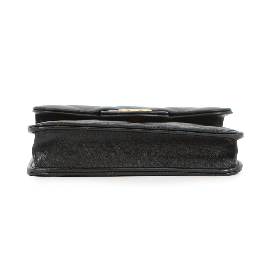Chanel Matelasse Black Leather Chain/Shoulder Wallet (Pre-Owned)