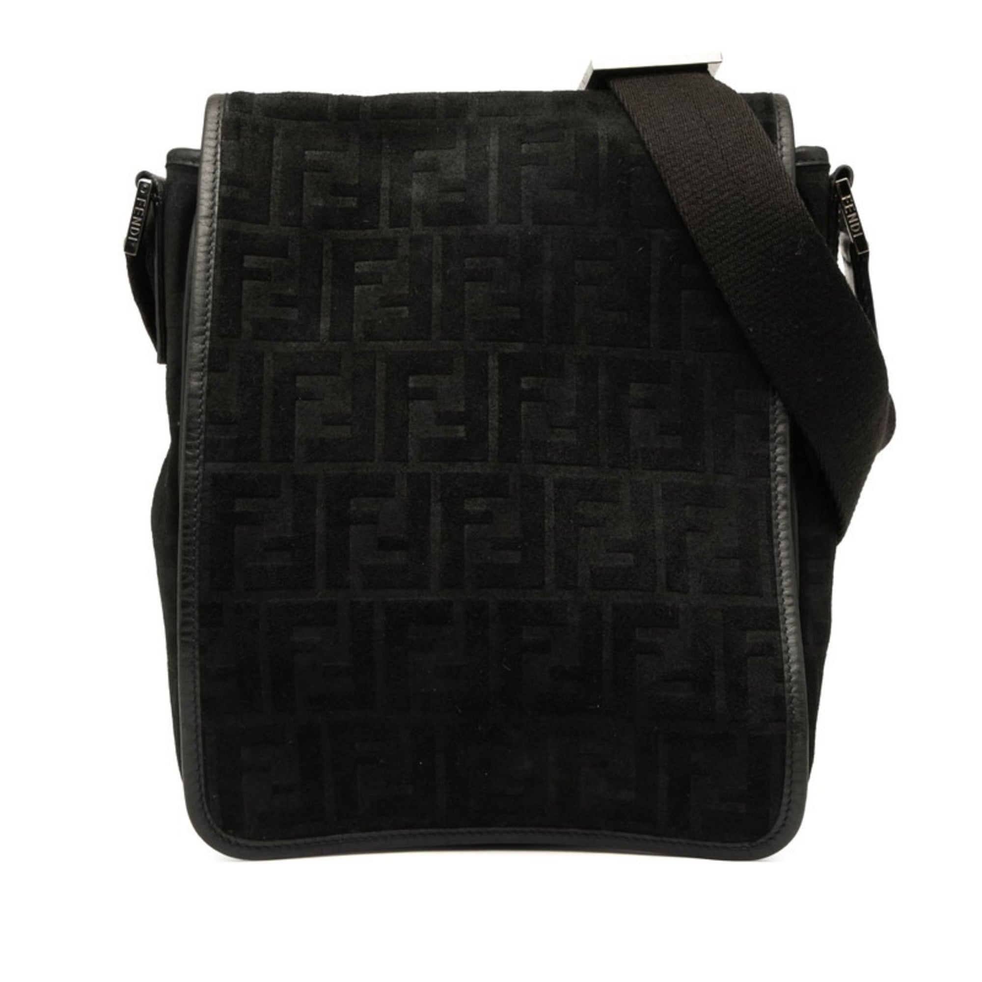 Fendi Black Leather Messenger Bag (Pre-Owned)