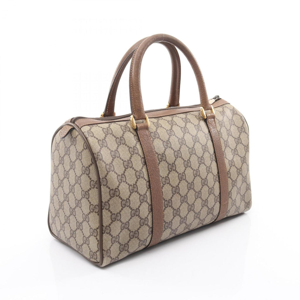 Gucci Beige Brown Pvc Coated Canvas Leather Handbag (Pre-Owned)