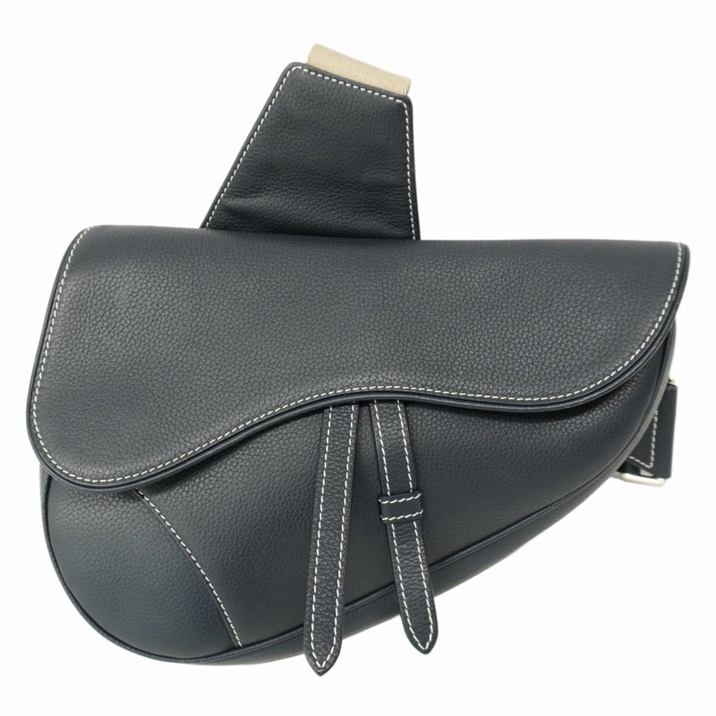 Christian Dior Navy Leather Saddle Bag Shoulder Bag (Pre-Owned)