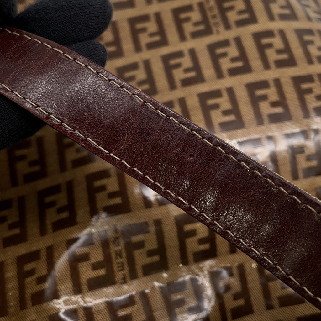 Fendi Zucchino Brown Patent Leather Handbag (Pre-Owned)