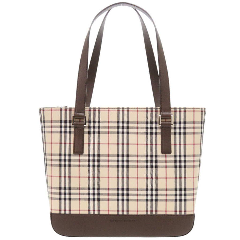 Burberry Beige Brown Canvas Handbag (Pre-Owned)