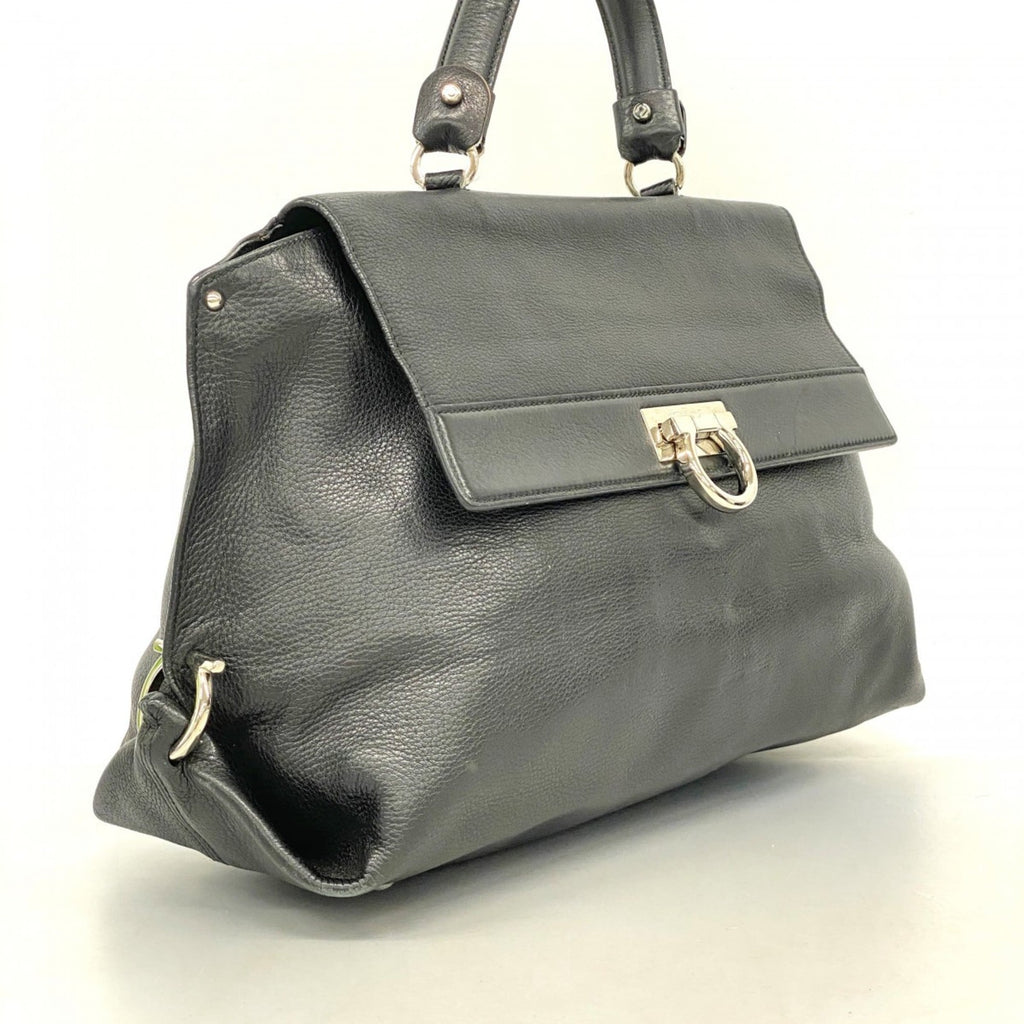 Salvatore Ferragamo Black Leather Handbag (Pre-Owned)