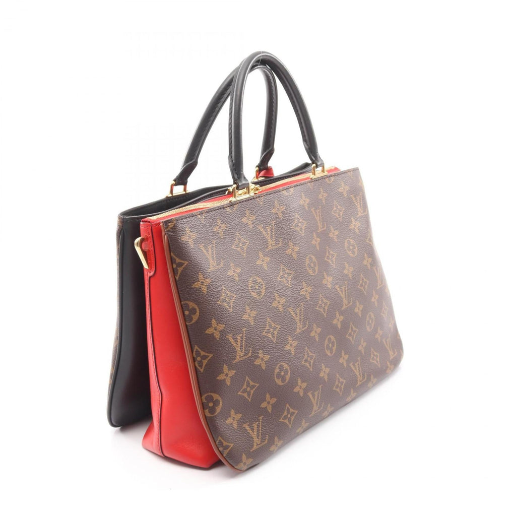 Louis Vuitton Black Brown Monogram Red Color Rouge Coated Canvas Leather Handbag (Pre-Owned)