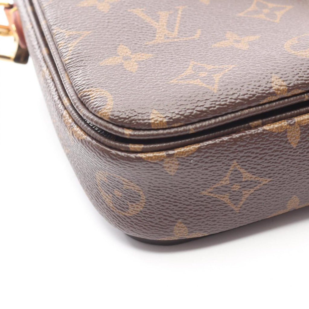 Louis Vuitton Brown Monogram Coated Canvas Leather Handbag Pochette (Pre-Owned)
