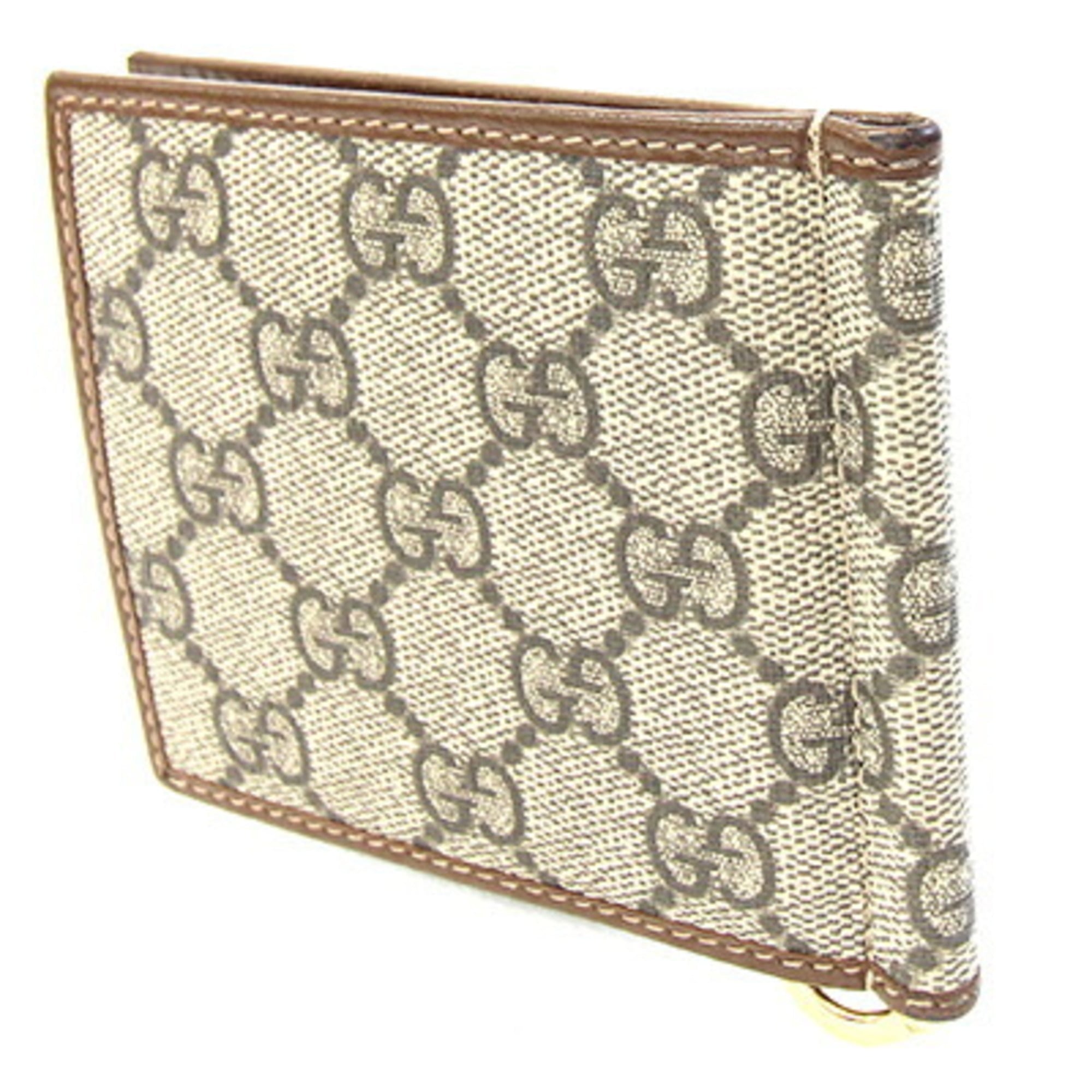 Gucci Beige Brown Gg Supreme Leather Wallet (Bi-Fold) (Pre-Owned)