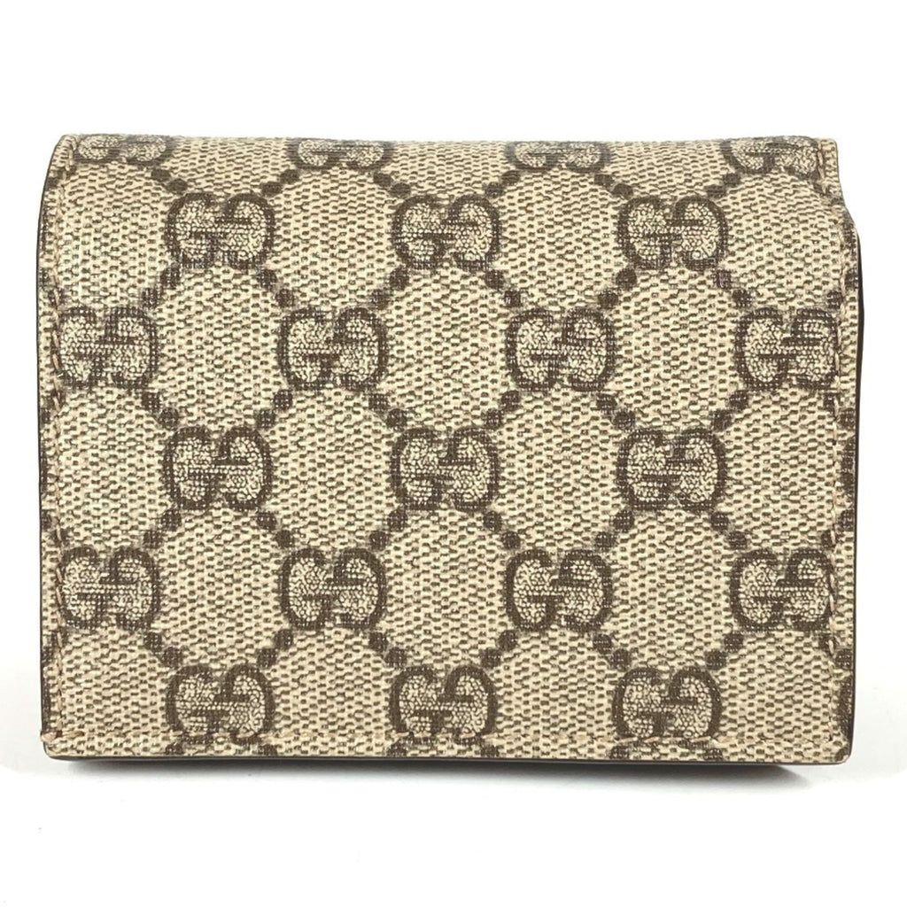 Gucci Gg Supreme Beige Red Color Gg Supreme Long Wallet (Bi-Fold) (Pre-Owned)