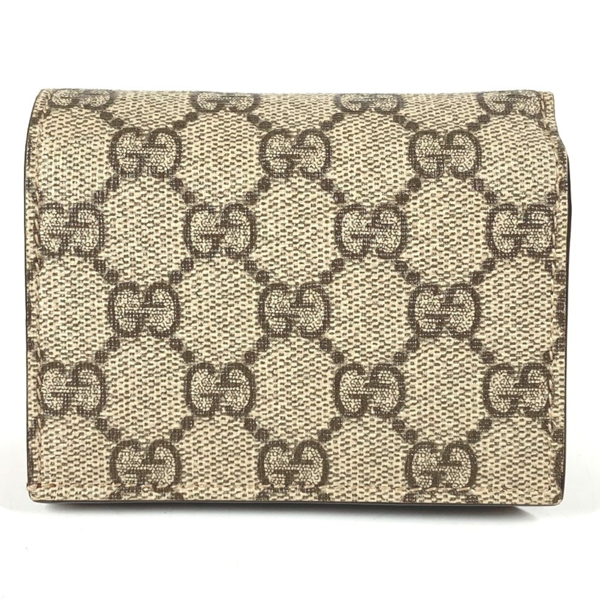 Gucci Gg Supreme Beige Red Color Gg Supreme Long Wallet (Bi-Fold) (Pre-Owned)