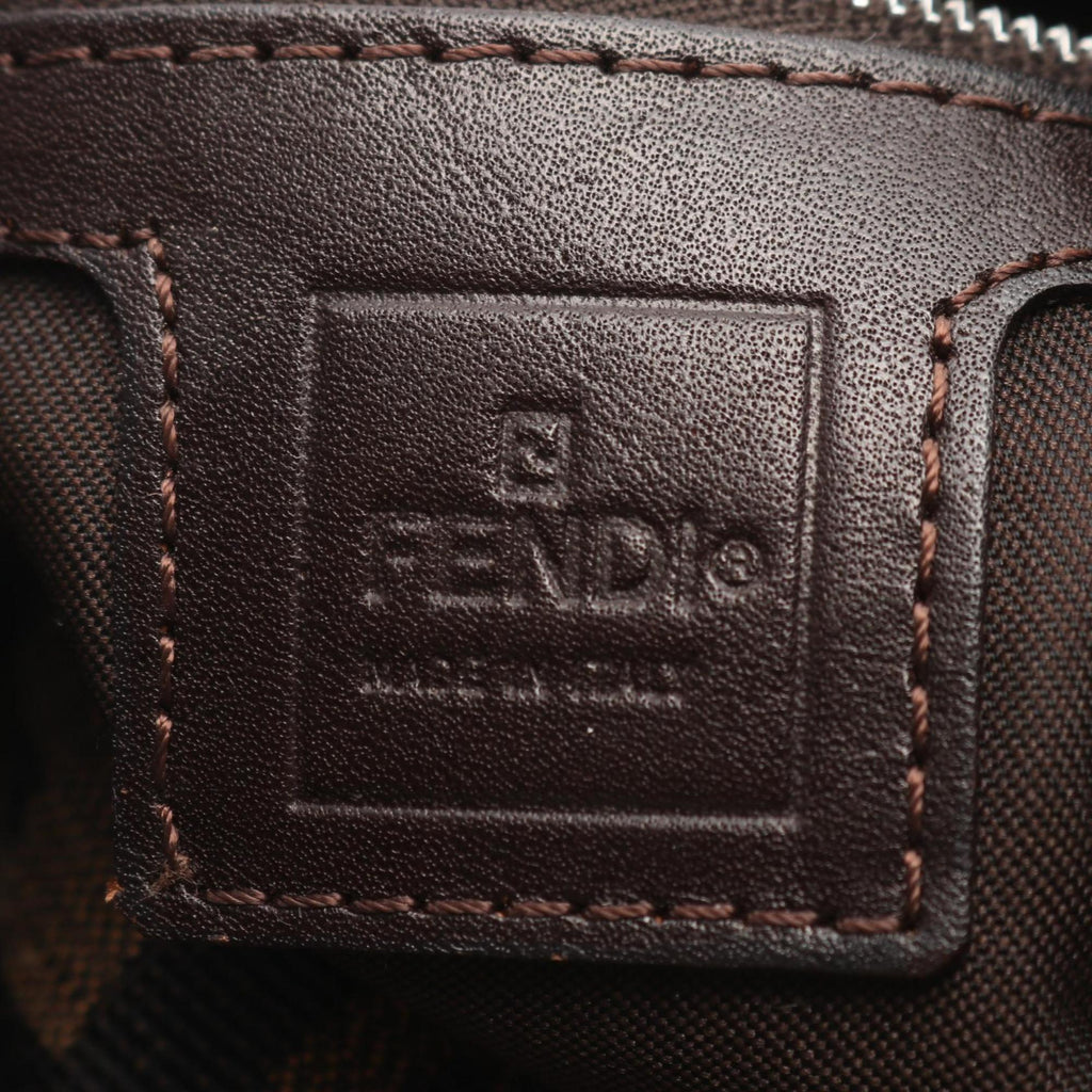 Fendi Black Brown Canvas Leather Shoulder Bag (Pre-Owned)