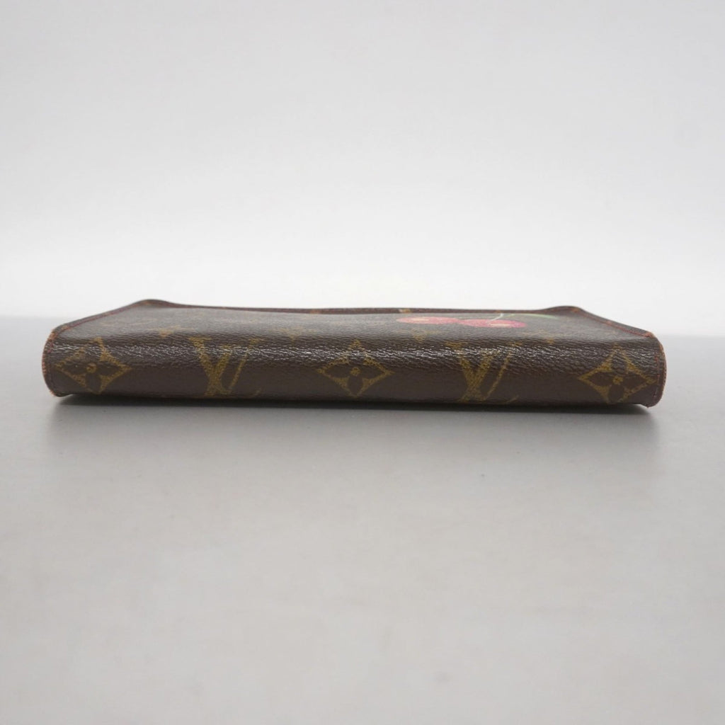 Louis Vuitton Brown Red Color Long Wallet (Bi-Fold) (Pre-Owned)