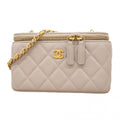 Chanel Gray Leather Vanity Bag (Pre-Owned)