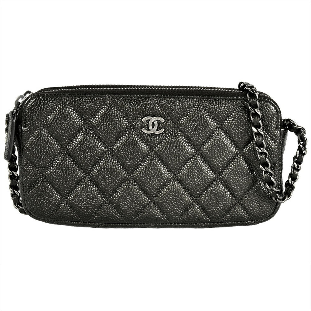 Chanel Matelasse Black Grained Calfskin Shoulder Bag (Pre-Owned)