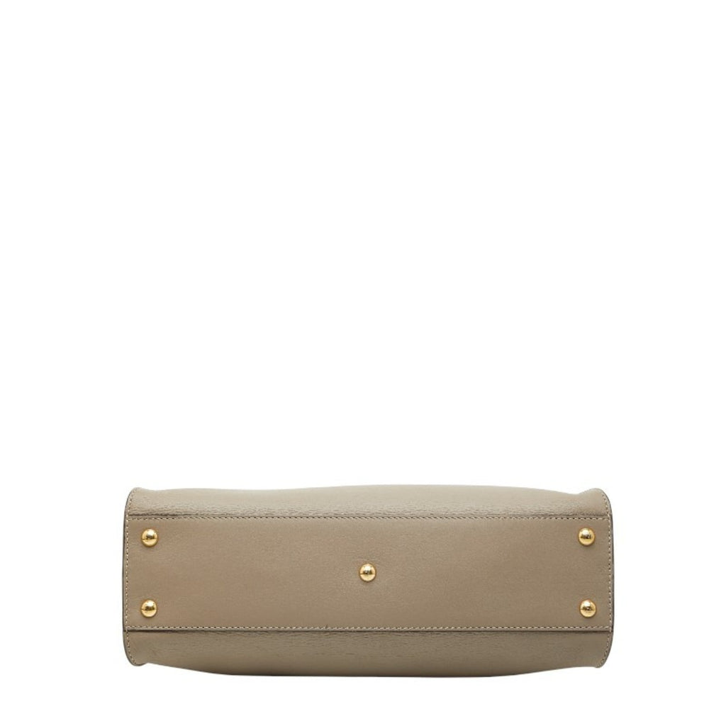 Fendi Grayish Leather Handbag Shoulder Bag (Pre-Owned)